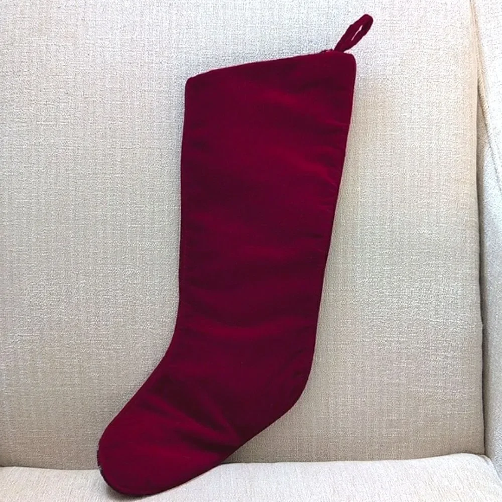 Handmade Wool Needlepoint Angel Christmas Stocking Cotton Velvet Backing Vintage